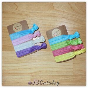 🌸 Handmade Pastel No-Crease Hair Ties 4-Pa…